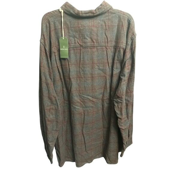 Mutual Weave 2XLT Shirt Lightweight Flannel Plum Onyx Gray Check Plaid Pocket - Picture 4 of 6